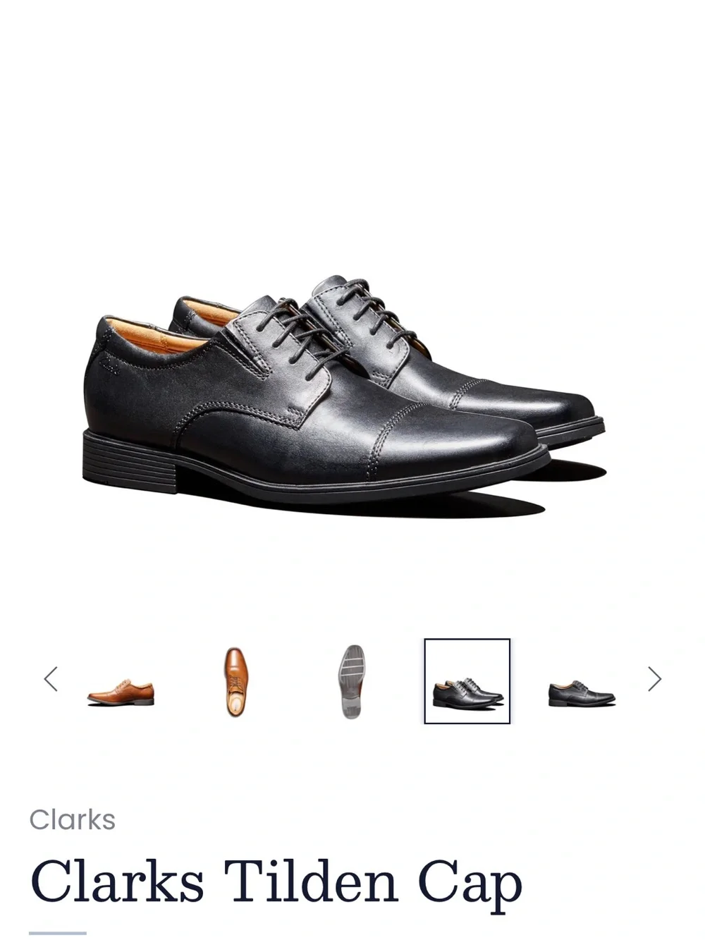 Clarks Men's Black Leather Lace-Up Oxfords